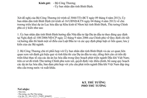 Công văn 652/TTg-KTN dự án lọc hóa dầu tại Khu kinh tế Nhơn Hội