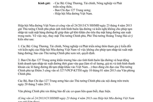 Công văn 3702/VPCP-KTTH tạm nhập tái xuất mặt hàng đường tình hình buôn lậu