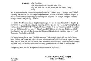 Công văn 3801/VPCP-KTTH năm 2013 phí lệ phí các khoản huy động đóng góp của nhân dân