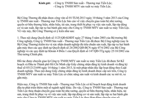 Công văn 4205/BCT-CNNg 2013 chuyển giao sản xuất kinh doanh xe gắn máy