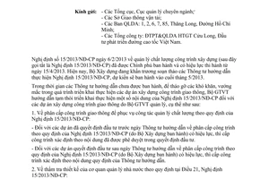 Công văn 4341/BGTVT-CQLXD 2013 hướng dẫn tạm thời Nghị định 15/2013/NĐ-CP