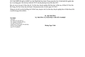 Công văn 3234/BGDĐT-GDCN 2013 giáo viên tiểu học trình độ trung cấp