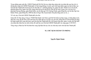 Công văn 3507/UBND-TH giải quyết nhu cầu nước sạch sinh hoạt Hà Nội