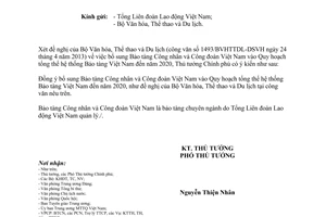 Công văn 690/TTg-KGVX bổ sung Bảo tàng Công nhân và Công đoàn Việt Nam