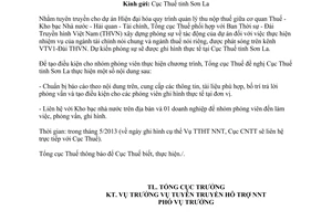 Công văn 1657/TCT-TTHT dự án Hiện đại hóa quy trình quản lý thu nộp thuế