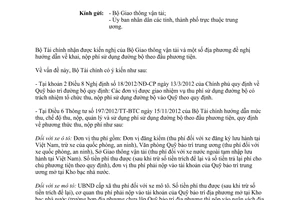 Công văn 6376/BTC-CST năm 2013 khai nộp phí sử dụng đường bộ theo đầu phương tiện