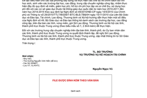 Công văn 2812/BGDĐT-KHTC thông báo danh sách trường đại học cao đẳng công lập