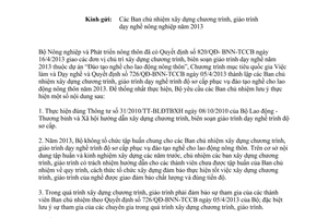 Công văn 2035/BNN-TCCB xây dựng chương trình giáo trình đào tạo nghề nông nghiệp