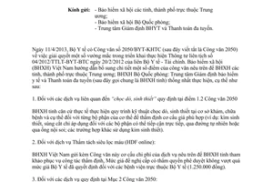 Công văn 1564/BHXH-CSYT hướng dẫn bổ sung thực hiện Công văn 2050/BYT-KHTC