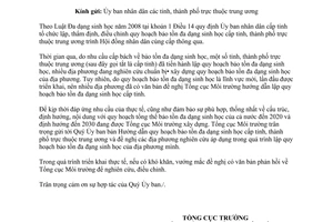 Công văn 655/TCMT-BTĐDSH 2013 quy hoạch bảo tồn đa dạng sinh học cấp tỉnh