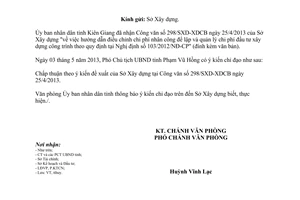 Công văn 1495/VP-KTCN điều chỉnh chi phí nhân công xây dựng theo lương cơ sở