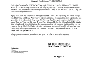 Công văn 2415/TCHQ-CCHĐH năm 2013 vướng mắc trong thủ tục hải quan điện tử