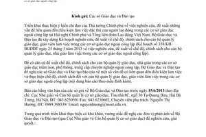 Công văn 3351/BGDĐT-NGCBQLGD báo cáo vấn đề điều kiện làm việc thực hiện chế độ
