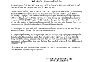 Công văn 2713/TCHQ-GSQL 2013 xác nhận vị trí cửa hàng miễn thuế kho chứa hàng miễn thuế