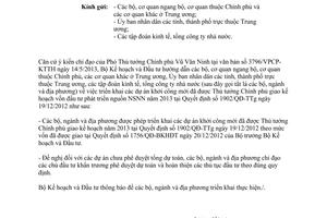 Công văn 3367/BKHĐT-TH triển khai dự án khởi công mới kế hoạch 2013