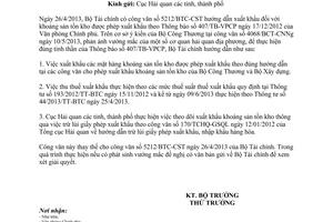 Công văn 6524/BTC-CST năm 2013 xuất khẩu khoáng sản tồn kho