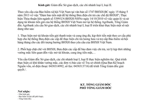 Công văn 3680/NHNo-KHNV năm 2013 cung ứng tiền bưu điện chi Bảo hiểm xã hội