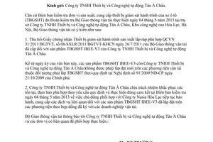 Công văn 4714/BGTVT-KHCN thu hồi Giấy chứng nhận hợp quy thiết bị xe ô tô IBEE