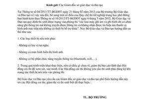 Công văn 3506/BGDĐT-CNTT hướng dẫn kiểm tra máy ghi âm và ghi hình