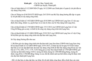 Công văn 213/SXD-KTKH&VLXD 2013 hướng dẫn sử dụng bộ Đơn giá Lạng Sơn theo 121/QĐ-UBND