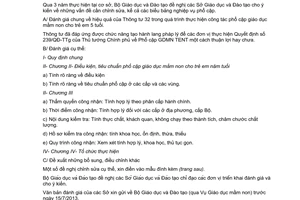 Công văn 3672/BGDĐT-GDMN năm 2013 xin ý kiến chỉnh sửa Thông tư 32/2010/TT-BGDĐT