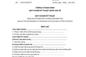 Quy chuẩn kỹ thuật quốc gia QCVN 57:2013/BGTVT về phân cấp và đóng sàn nâng tàu do Bộ Giao thông vận tải ban hành