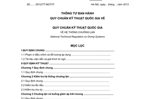 Quy chuẩn kỹ thuật quốc gia QCVN 58:20113/BGTVT về hệ thống chuông lặn do Bộ Giao thông vận tải ban hành