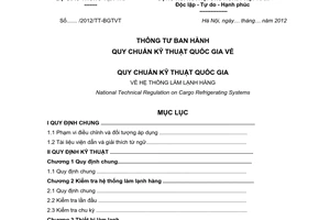 Quy chuẩn kỹ thuật quốc gia QCVN 59: 2013/BGTVT về hệ thống làm lạnh hàng do Bộ Giao thông vận tải ban hành