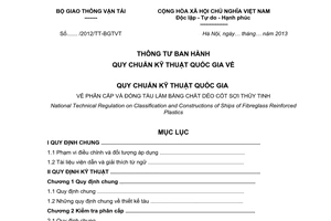 Quy chuẩn kỹ thuật quốc gia QCVN 56:2013/BGTVT về phân cấp và đóng tàu làm bằng chất dẻo cốt sợi thủy tinh do Bộ Giao thông vận tải ban hành