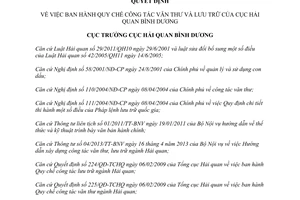 Quyết định 343/QĐ-HQBD năm 2013 Quy chế công tác Văn thư lưu trữ Bình Dương