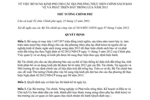 Quyết định 841/QĐ-TTg năm 2013 bổ sung kinh phí bảo vệ phát triển đất trồng lúa