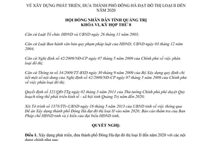 Nghị quyết 06/2013/NQ-HĐND xây dựng phát triển đưa thành phố Đông Hà đạt đô thị loại II Quảng Trị