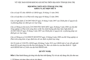 Nghị quyết 04/2013/NQ-HĐND khung giá rừng Quảng Trị