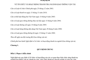 Nghị định 57/2013/NĐ-CP tổ chức và hoạt động thanh tra ngành Giao thông vận tải