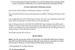 Quyết định 12/2013/QĐ-UBND sửa đổi cấu tổ chức bộ máy Sở Thông tin và Truyền thông Hậu Giang