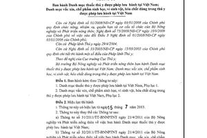 Thông tư 28/2013/TT-BNNPTNT danh mục thuốc thú ý được phép lưu hành tại Việt Nam