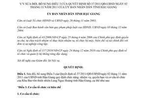 Quyết định 11/2013/QĐ-UBND sửa đổi cơ cấu tổ chức Khu Bảo tồn thiên nhiên Lung Ngọc Hoàng Hậu Giang