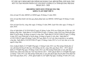 Nghị quyết 12/2013/NQ-HĐND tạo nguồn nhân lực có chất lượng Quảng Trị 2013