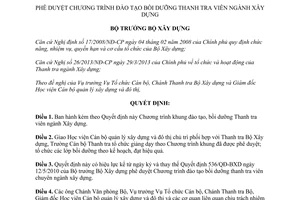 Quyết định 544/QĐ-BXD năm 2013 Chương trình đào tạo Thanh tra viên xây dựng