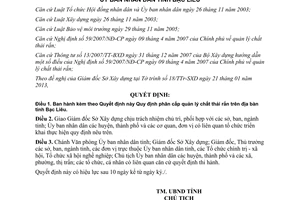 Quyết định 05/2013/QĐ-UBND phân cấp quản lý chất thải rắn Bạc Liêu