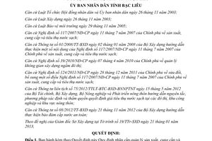 Quyết định 04/2013/QĐ-UBND quản lý sản xuất cung cấp tiêu thụ nước sạch Bạc Liêu