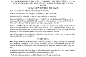 Quyết định 150/2013/QĐ-UBND mức thu tiền nước từ công trình thủy lợi Bắc Giang