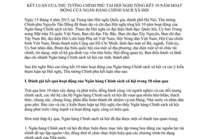 Thông báo 183/TB-VPCP kết luận của Thủ tướng Chính phủ tại Hội nghị tổng kết