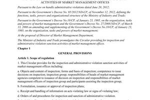 Circular No. 09/2013/TT-BCT providing for inspection and administrative violatio