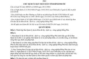 Quyết định 679/QĐ-UBND 2013 thành lập Ban Quản lý dự án Khu đô thị dịch vụ công nghiệp Đồng Phú Bình Phước