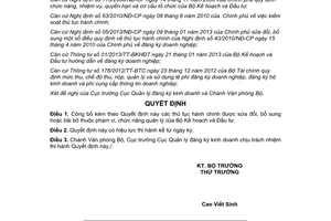 Quyết định 543/QĐ-BKHĐT năm 2013 bộ thủ tục hành chính thuộc quản lý Bộ Kế hoạch Đầu tư