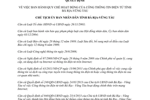 Quyết định 1001/QĐ-UBND 2013 Quy chế hoạt động Cổng thông tin điện tử Bà Rịa Vũng Tàu