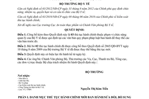 Quyết định 1460/QĐ-BYT năm 2013 công bố thủ tục hành chính sửa đổi của Bộ Y tế