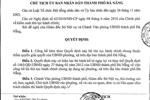 Quyết định 2962/QĐ-UBND 2013 bộ thủ tục hành chính chung Ủy ban nhân dân phường xã Đà Nẵng