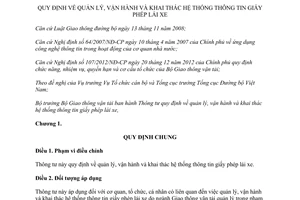 Thông tư 07/2013/TT-BGTVT quản lý khai thác hệ thống thông tin giấy phép lái xe